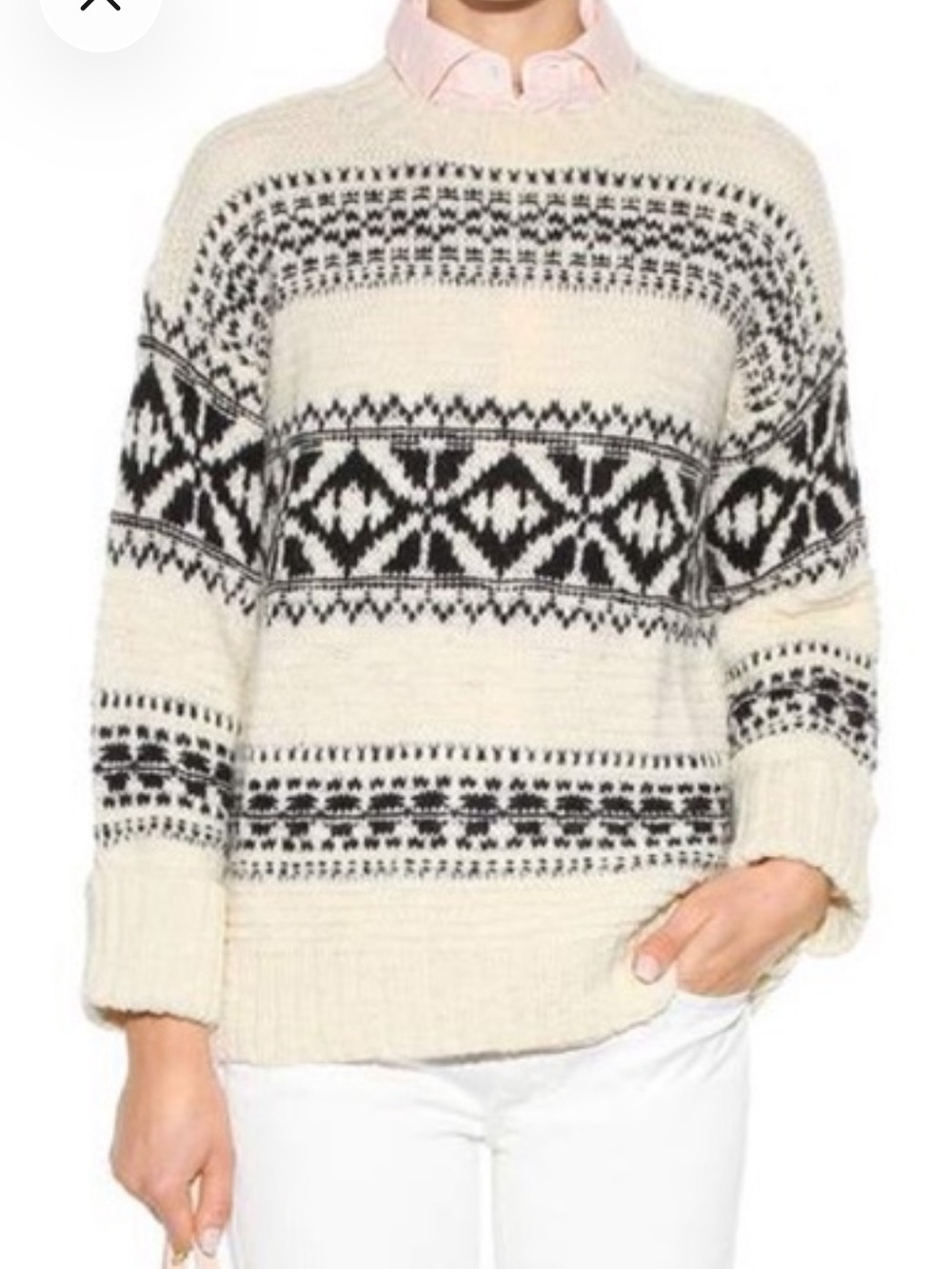 Polo by Ralph Lauren Cream & Black Wool Blend Fair Isle Sweater S